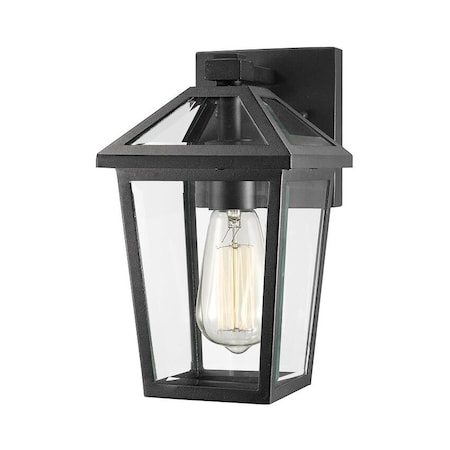 Z-Lite Talbot 1 Light Outdoor Wall Sconce, Black & Clear Beveled 579S-BK